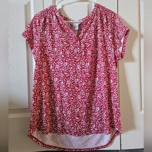 Liz Clairborne Floral Split Crewneck Top